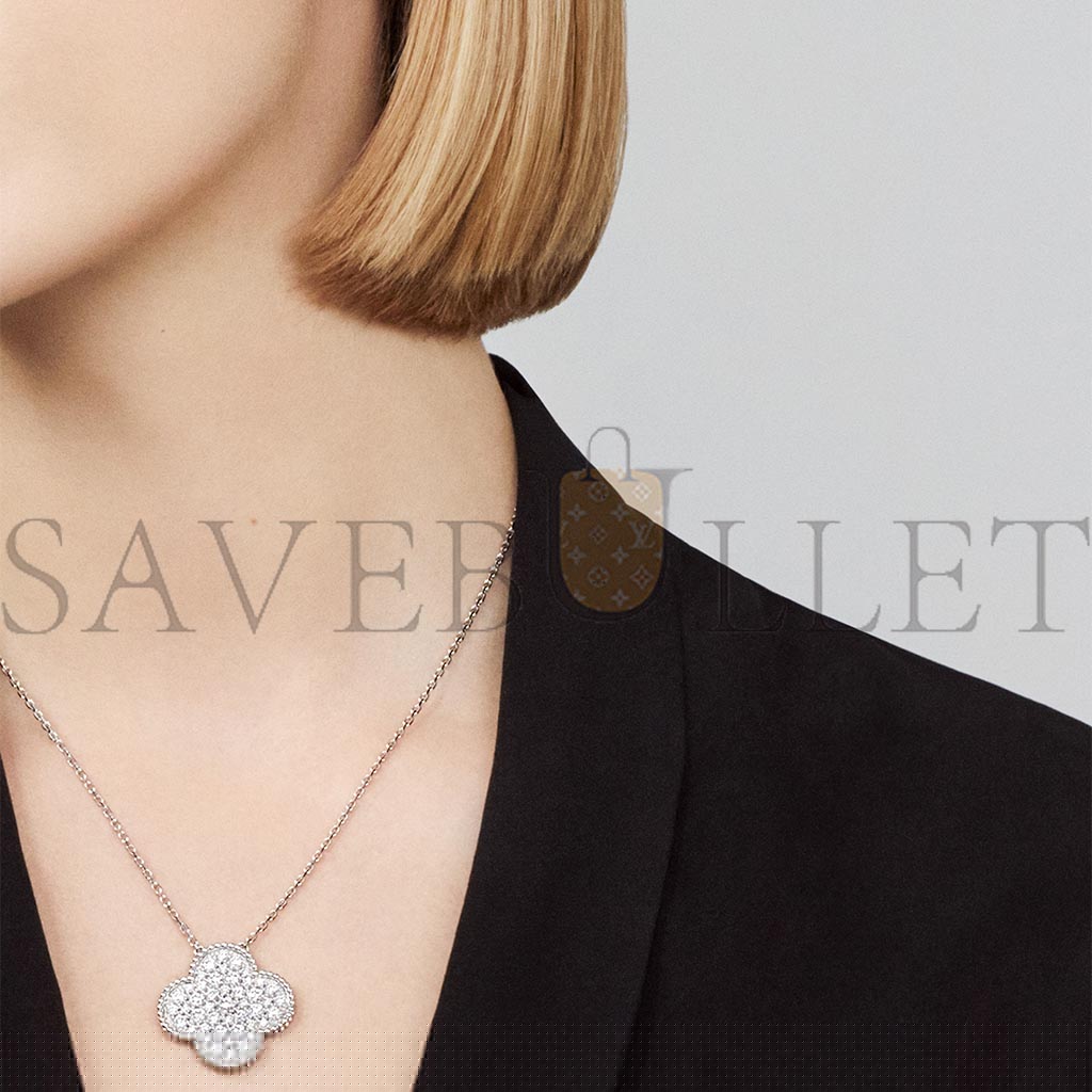 van cleef arpels magic alhambra pendant - white gold, Di*m*nd  vcarn9ms00